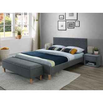  łóżka ŁÓŻKO AZURRO VELVET 140X200 KOLOR SZARY/DĄB TAPICERKA BLUVEL 14 AZURROV140SZD Meble Signal - 1