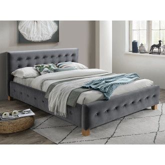  łóżka ŁÓŻKO BARCELONA VELVET 160x200 KOLOR SZARY/DĄB TAP. BLUVEL 14 BARCELONAV160SZD Meble Signal - 1