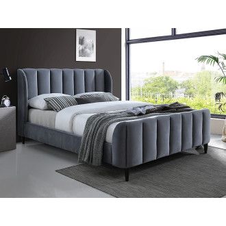  łóżka ŁÓŻKO CARINA VELVET 160X200 SZARY/VENGE BLUVEL 14 CARINAV160SZ Meble Signal - 1