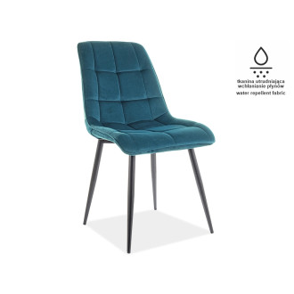 KRZESŁO CHIC MATT VELVET 77 CZARNY STELAŻ / TURKUS CHICMVCTU