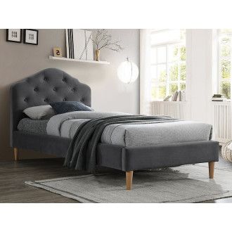  ŁÓŻKO CHLOE VELVET 90X200 SZARY/DĄB TAP. BLUVEL 14 CHLOEV90SZD Meble Signal 