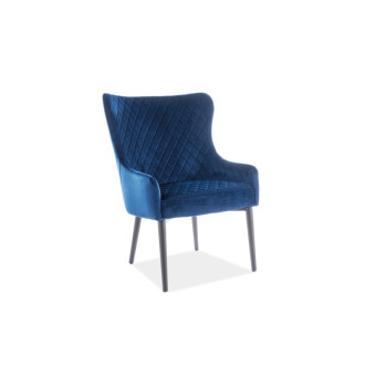 FOTEL COLIN F VELVET CZARNY STELAŻ/GRANATOWY BLUVEL86 COLINFVCGR