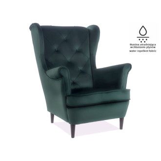  FOTEL LADY MATT VELVET 75 ZIELONY / WENGE LADYMV75Z Meble Signal 