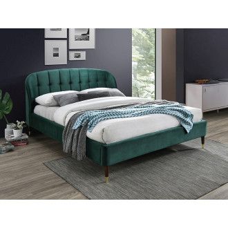  ŁÓŻKO LIGURIA VELVET 160x200 KOLOR ZIELONY/C.BRĄZ TAPICERKA BLUVEL 78 LIGURIAV160ZCBR Meble Signal 