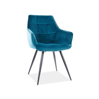  KRZESŁO LILIA VELVET CZARNY STELAŻ/TURKUS BLUVEL 85 LILIAVCTU Meble Signal 