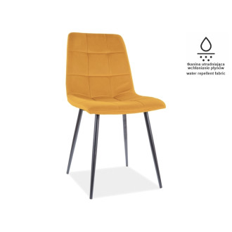 KRZESŁO MILA MATT VELVET 48 CZARNY STELAŻ / ŻÓŁTY MILAMVCZO