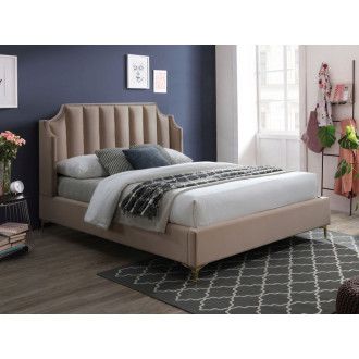  ŁÓŻKO MONAKO VELVET 160x200 KOLOR BEŻ/ZŁOTY TAPICERKA BLUVEL 28 MONAKOV160BEZL Meble Signal 