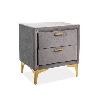  SZAFKA NOCNA MONAKO VELVET KOLOR SZARY/ZŁOTY TAPICERKA BLUVEL 14 MONAKOVSZSZZL Meble Signal 