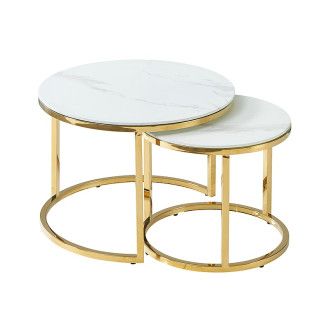  ŁAWA MUSE II BIAŁY EFEKT MARMURU/ZŁOTY (ZESTAW) MUSEIIBMAZL Meble Signal 