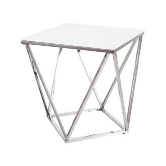  ŁAWA SILVER B II BIAŁY EFEKT MARMURU/STALOWY 50X50 SILVERBIIMAST Meble Signal 