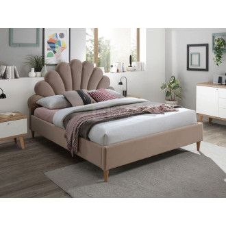  ŁÓŻKO SANTANA VELVET 160x200 KOLOR BEŻ/DĄB TAPICERKA BLUVEL 28 SANTANAV160BED Meble Signal 